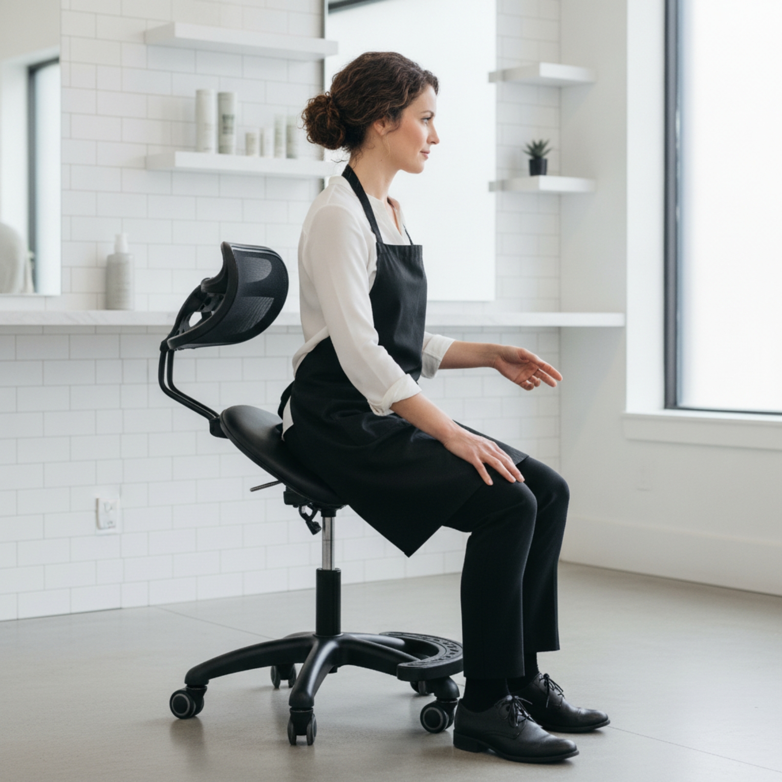 Furniture Chairs For Office - Saddle Stool with Wheels Height-Adjustable Stool