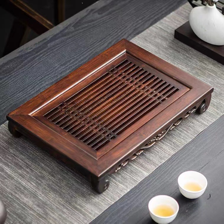 Drawer Organizer Tray - Wooden Tea Set with Water Storage