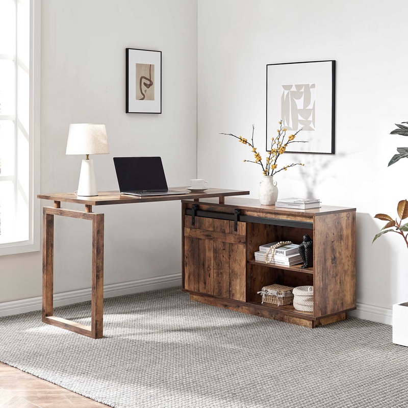 L-Shaped Desk with Credenza St - Office Furniture Credenza 리뷰 및 가격