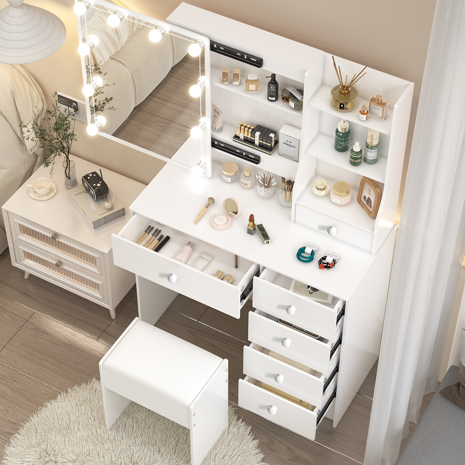 Modern White Makeup Vanity Des - Office Furniture Credenza 리뷰 및 가격