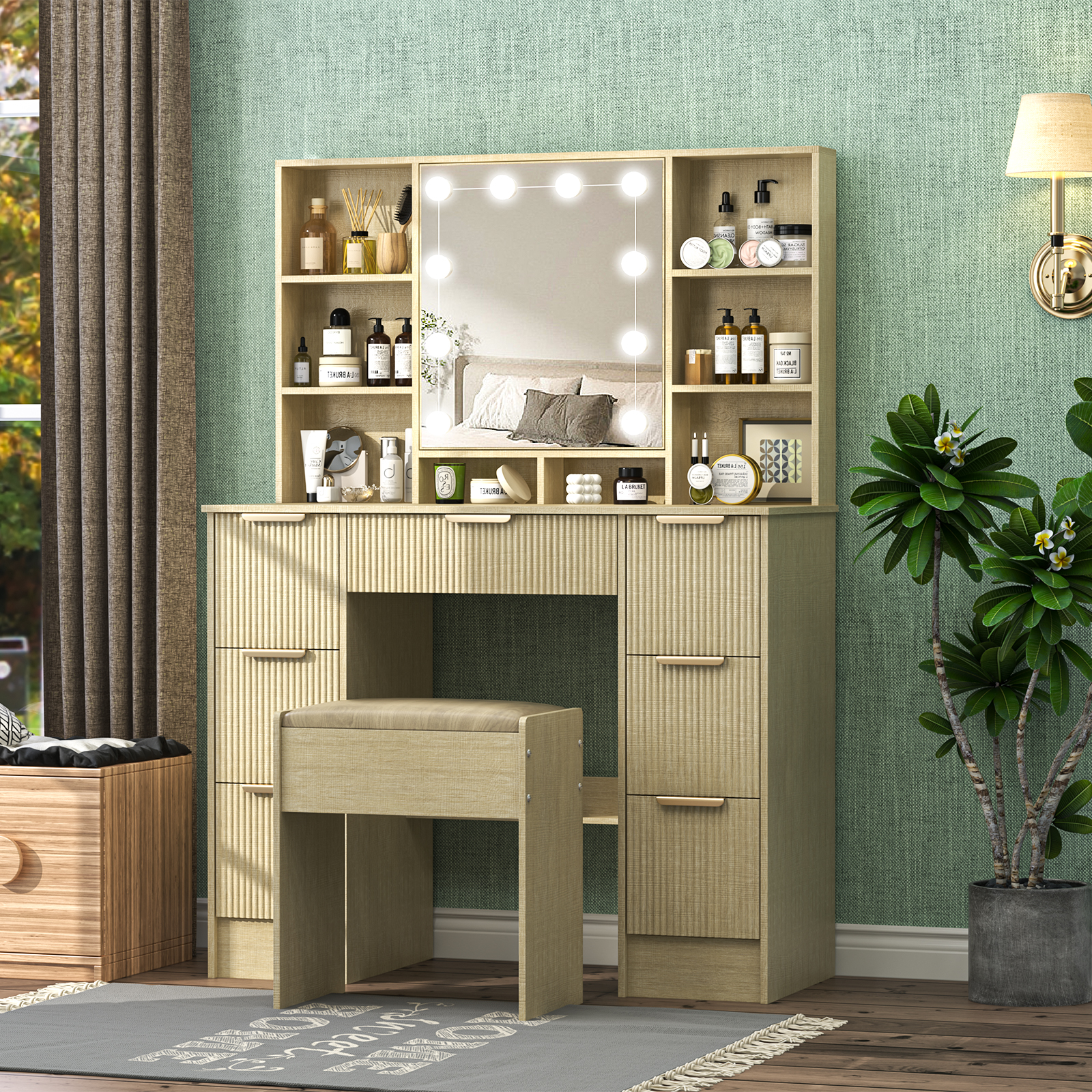 Makeup Vanity Desk with LED Li - Office Furniture Credenza 리뷰 및 가격