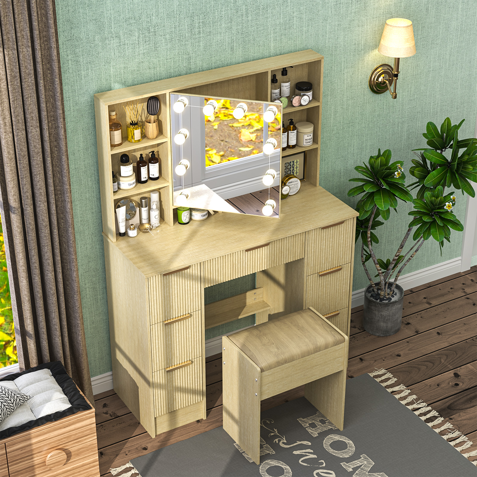 Makeup Vanity Desk with LED Li - Office Furniture Credenza 리뷰 및 가격