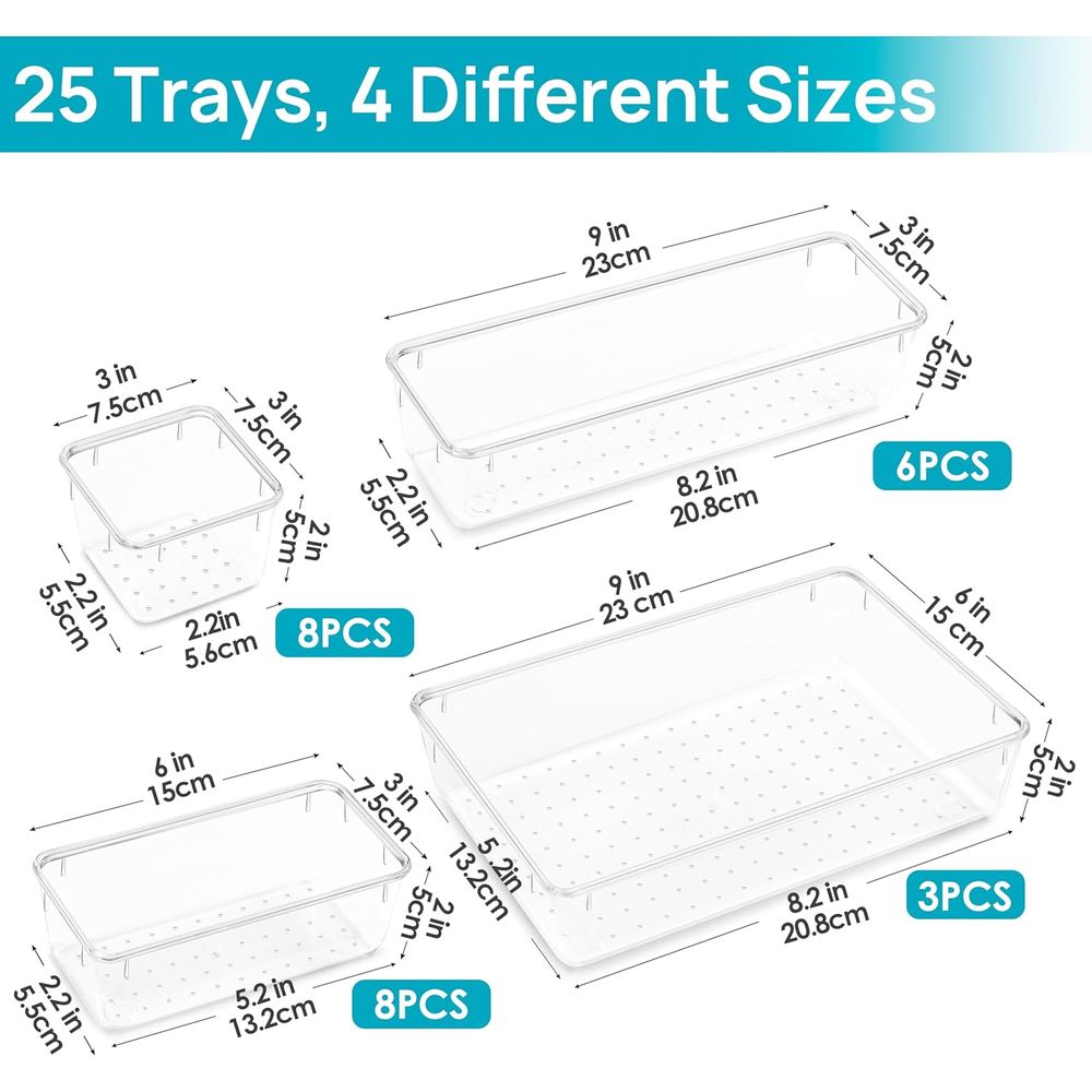 25 PCS Clear Plastic Drawer Or - Drawer Organizer Tray 리뷰 및 가격