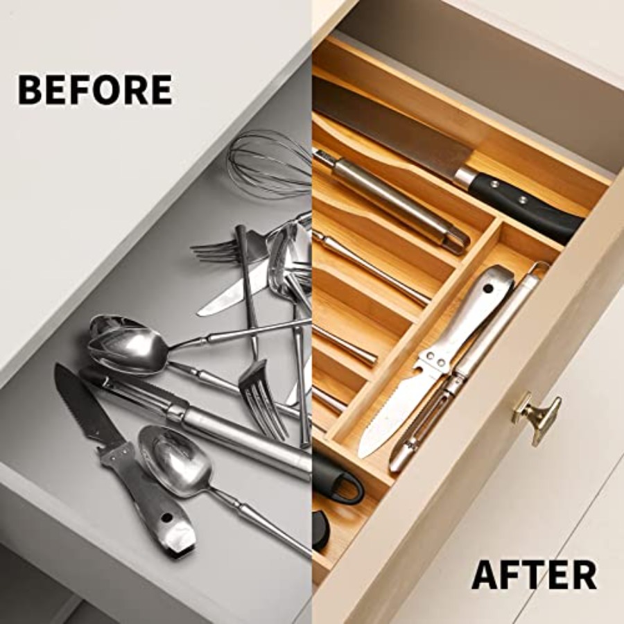 Expandable Bamboo Kitchen Draw - Drawer Organizer Tray 리뷰 및 가격