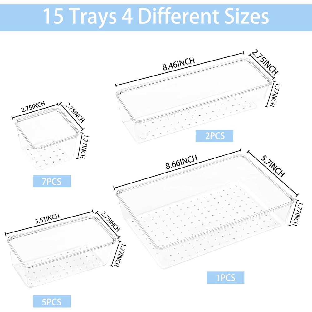 Best seller Set of 15 Clear Pl - Drawer Organizer Tray 리뷰 및 가격