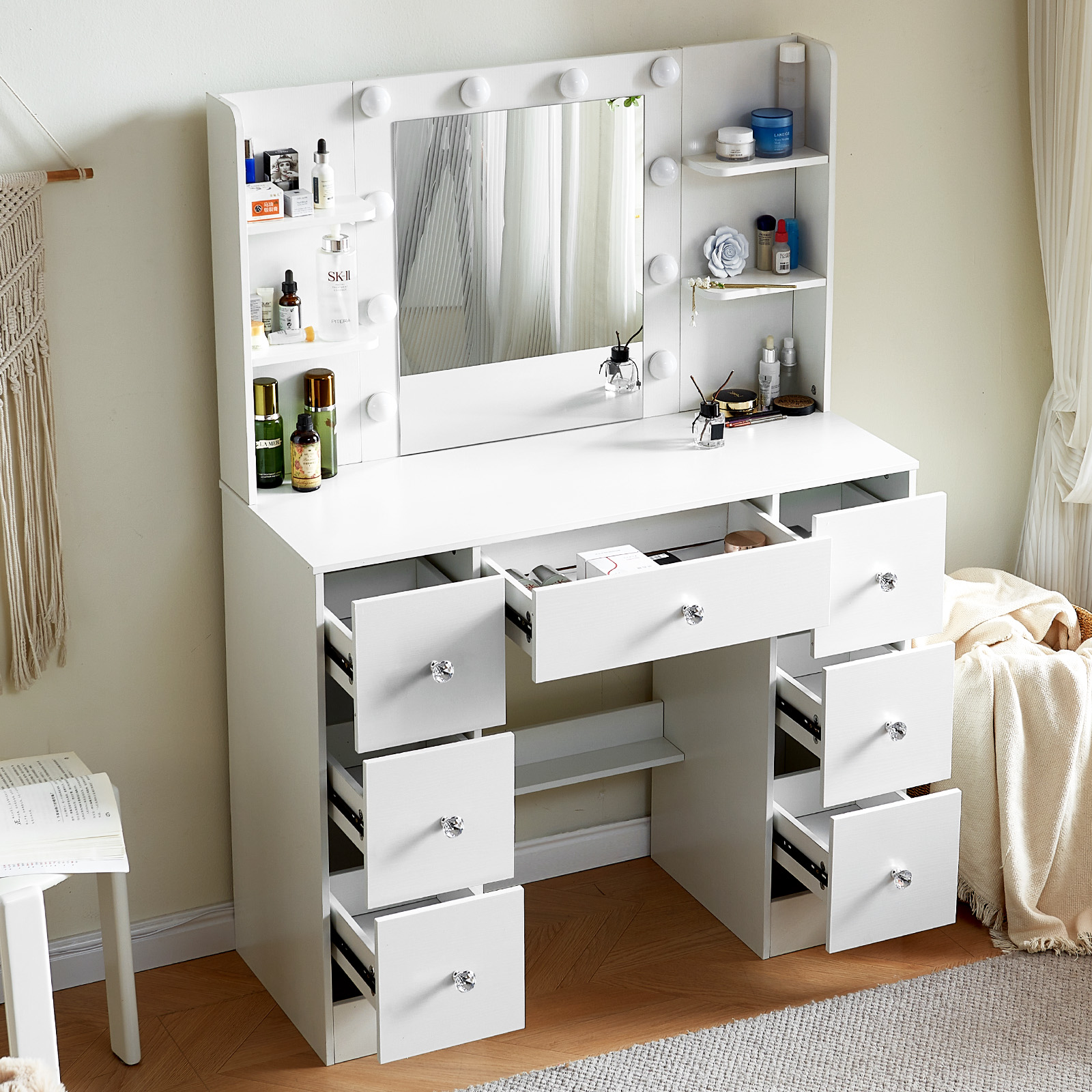 LED Mirror Makeup Table Set, 3 - Office Furniture Credenza 리뷰 및 가격