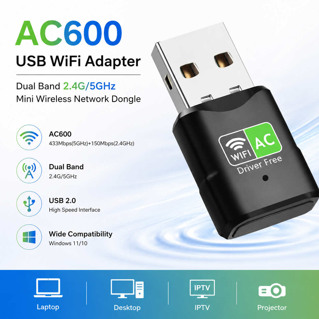AC600 USB WiFi Adapter, Dual B - Adjustable Laptop Table 리뷰 및 가격